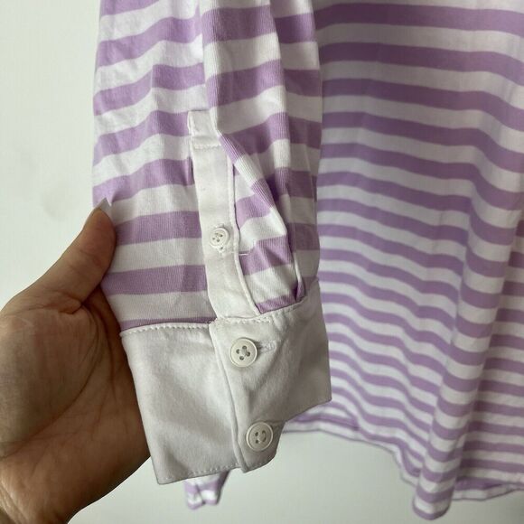 ATM Stripe LS Polo Dress Pink White XL​​ - Picture 5 of 7